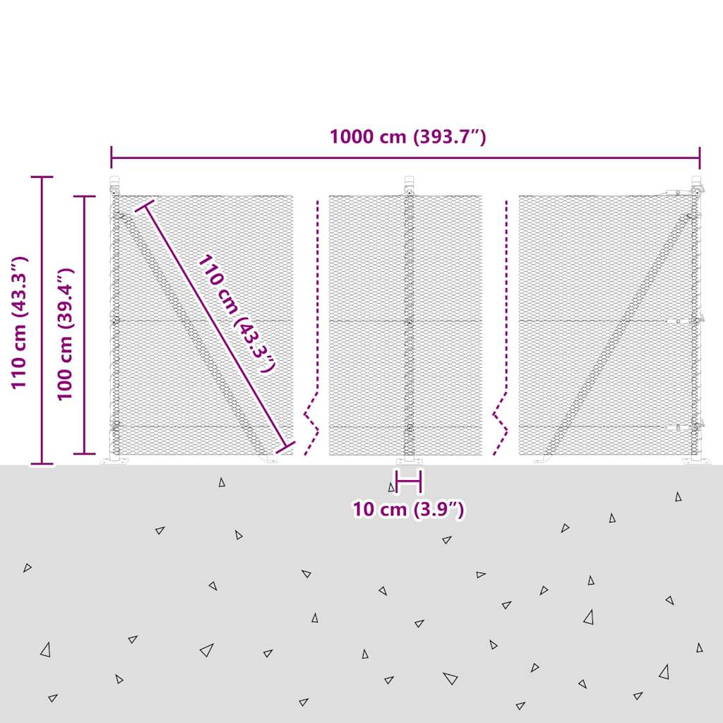Geschweißter Drahtzaun mit Betonfundament 10 x 1 m (B x H)