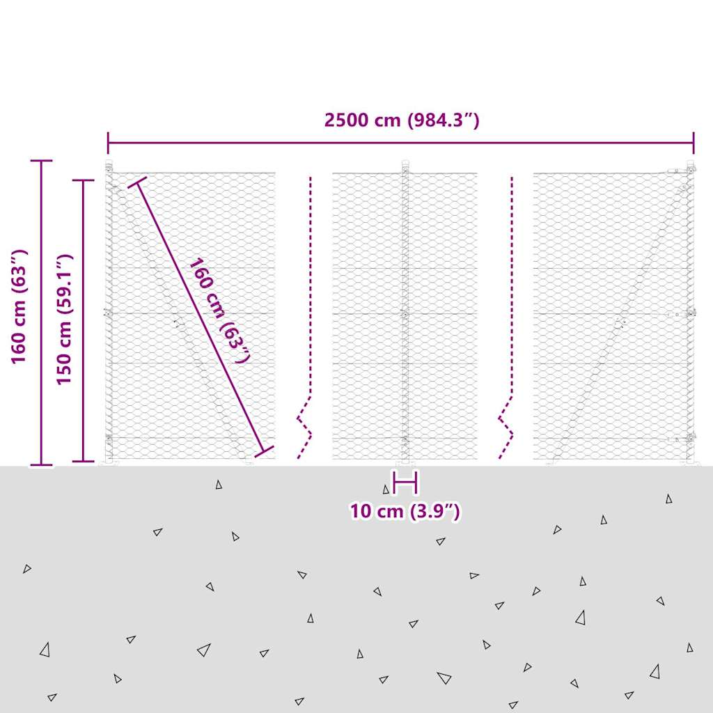 Geschweißter Drahtzaun mit Betonfundament 25 x 1,5 m (B x H)