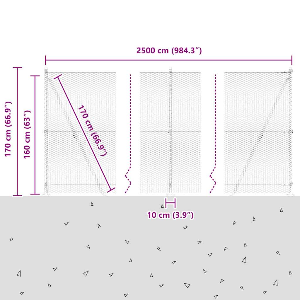 Geschweißter Drahtzaun mit Betonfundament 25 x 1,6 m (B x H)