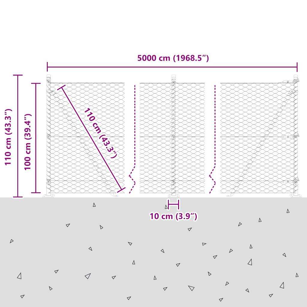 Geschweißter Drahtzaun mit Betonfundament 50 x 1 m (B x H)
