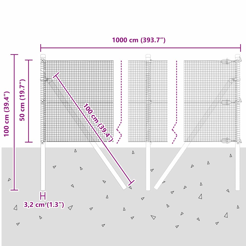 Ground Fix Geschweißter Drahtzaun 10 x 0,5 m (B x H)