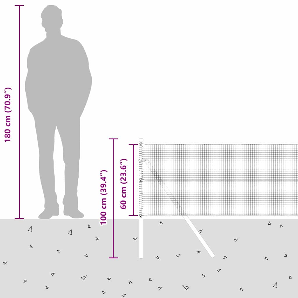 Ground Fix Geschweißter Drahtzaun 10 x 0,6 m (B x H)
