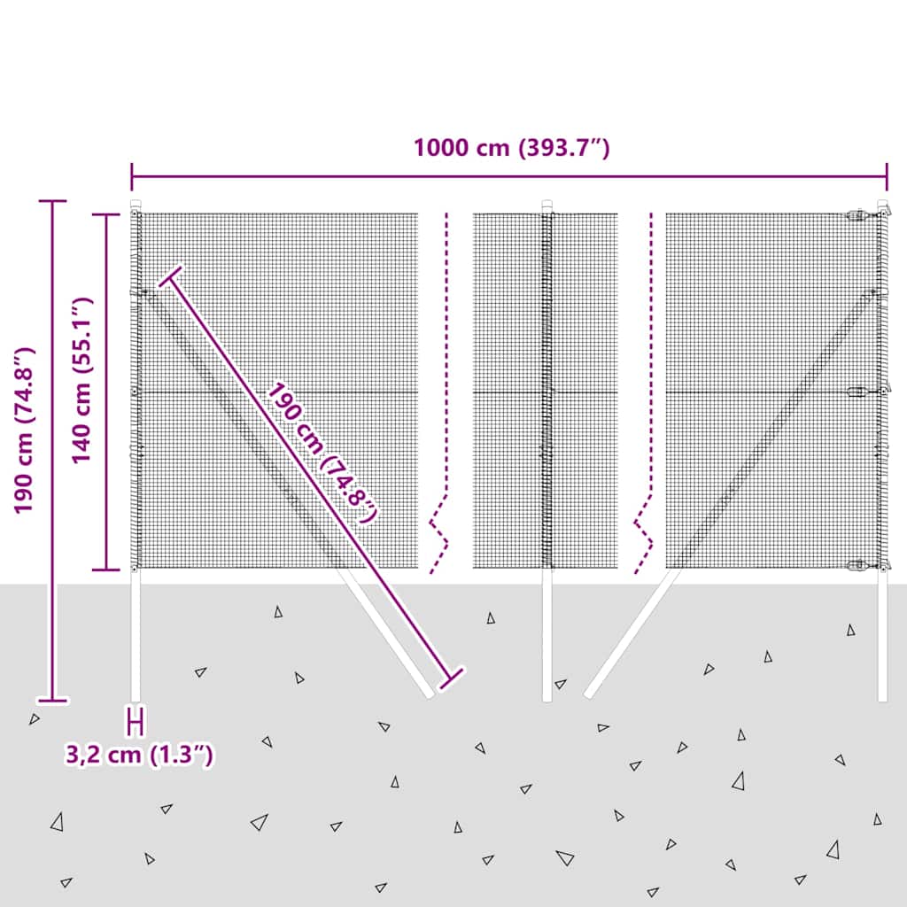 Ground Fix Geschweißter Drahtzaun 10 x 1,4 m (B x H)