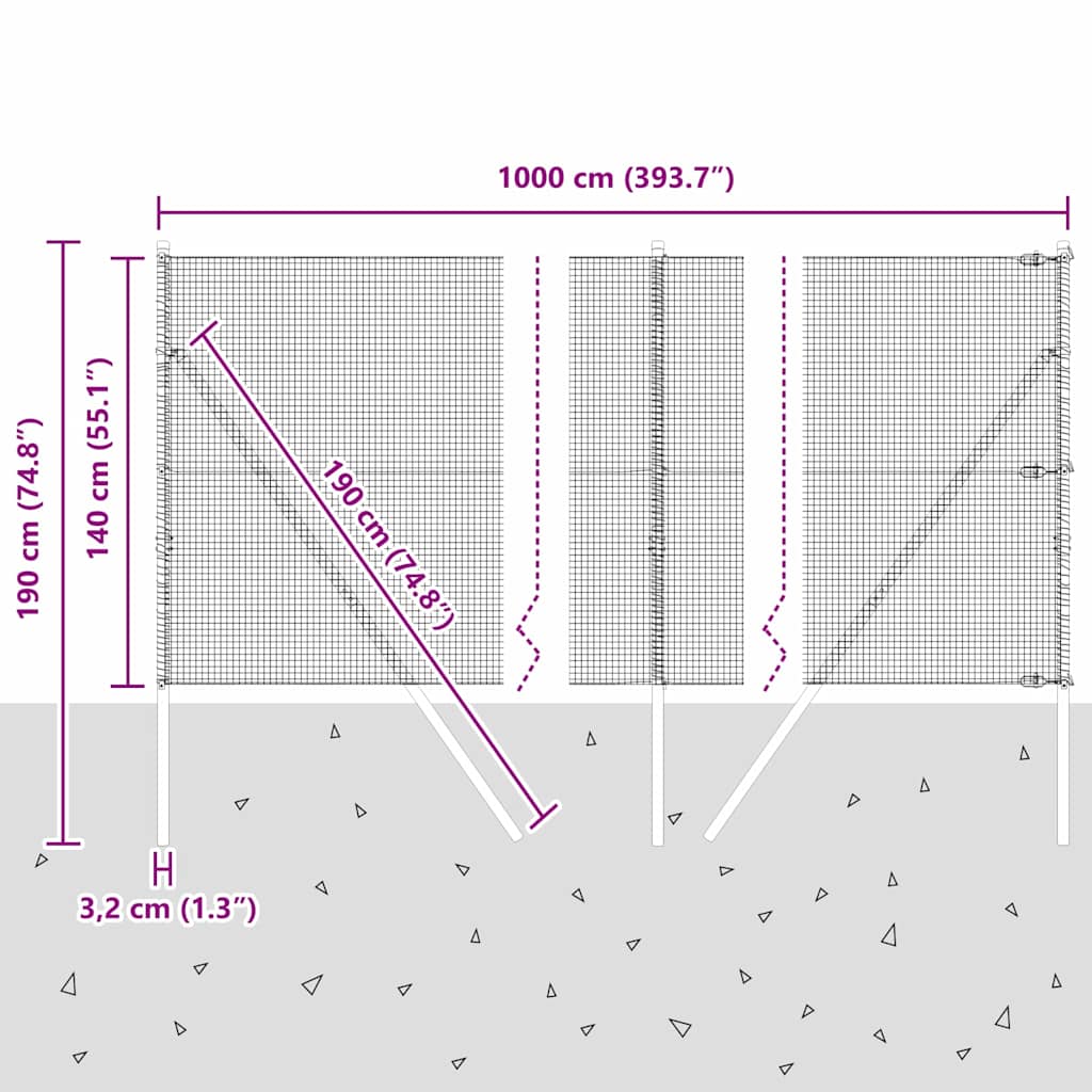 Ground Fix Geschweißter Drahtzaun 10 x 1,4 m (B x H)
