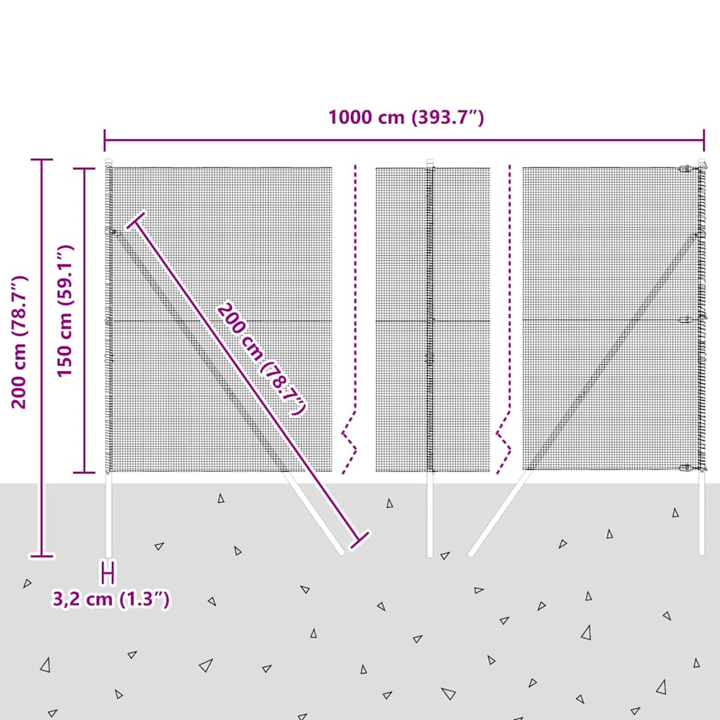 Ground Fix Geschweißter Drahtzaun 10 x 1,5 m (B x H)