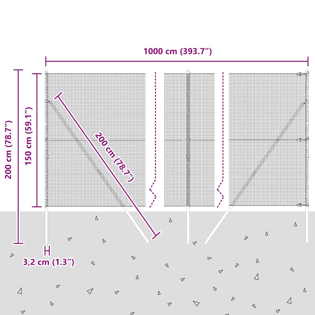 Ground Fix Geschweißter Drahtzaun 10 x 1,5 m (B x H)