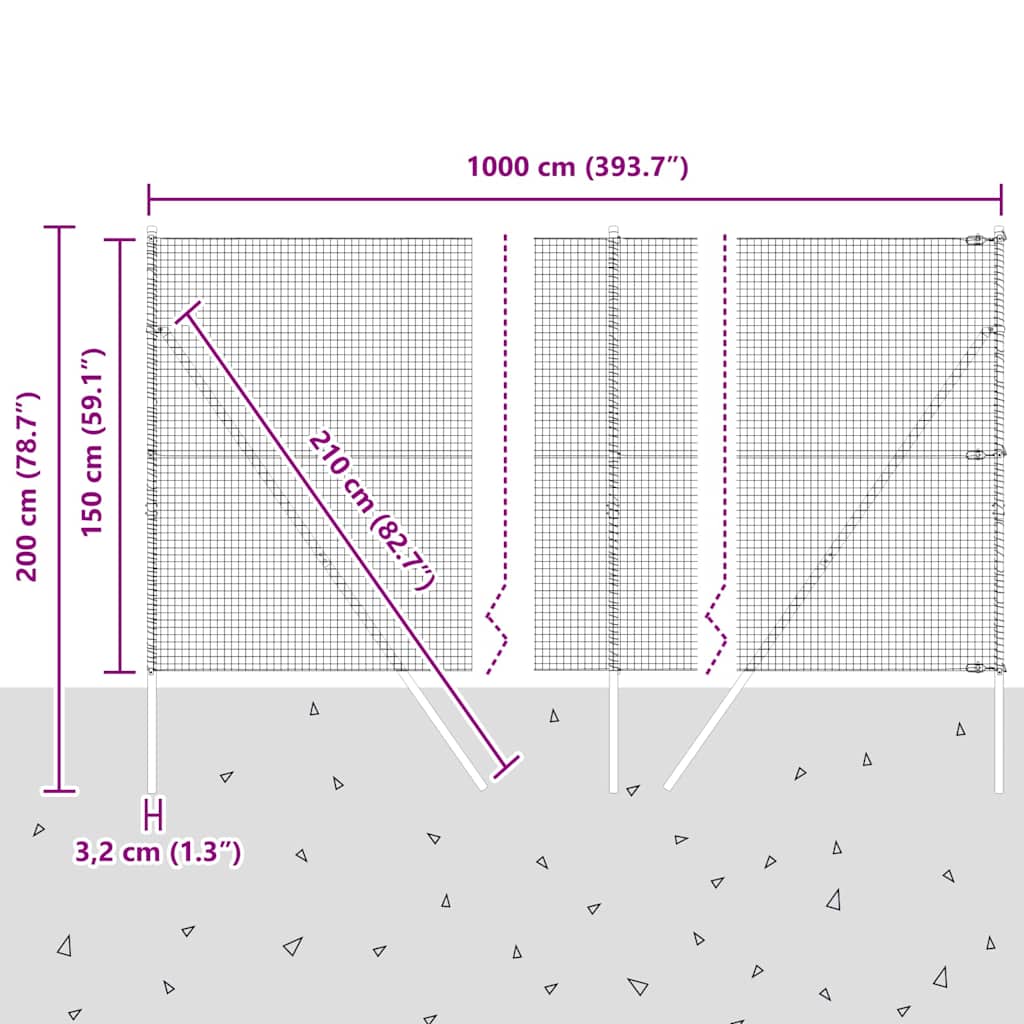 Ground Fix Geschweißter Drahtzaun 10 x 1,5 m (B x H)
