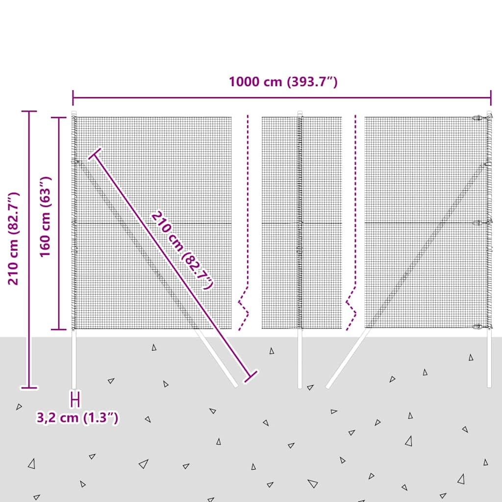 Ground Fix Geschweißter Drahtzaun 10 x 1,6 m (B x H)