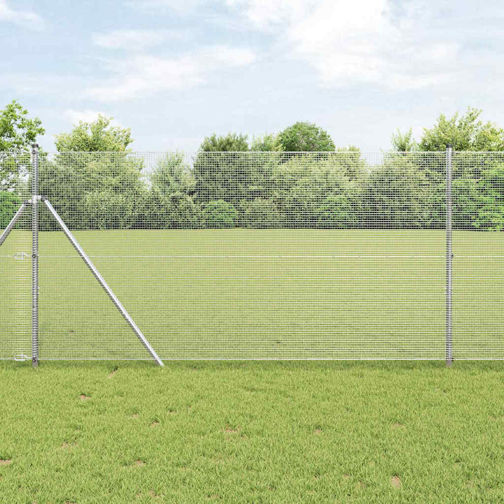 Geschweißter Drahtzaun, bodenverankert 25 x 1,2 m Silber Netz