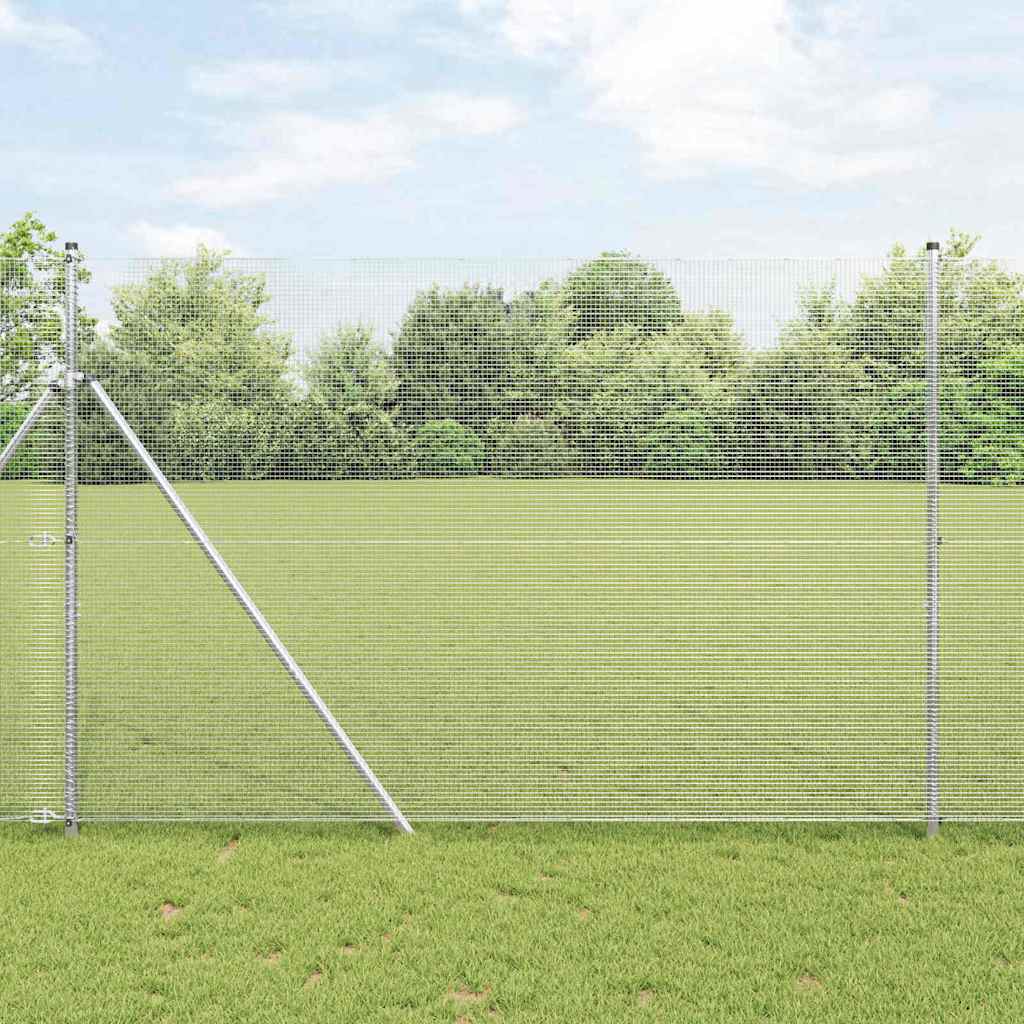 Geschweißter Drahtzaun, bodenverankert 25 x 1,5 m Silber Netz