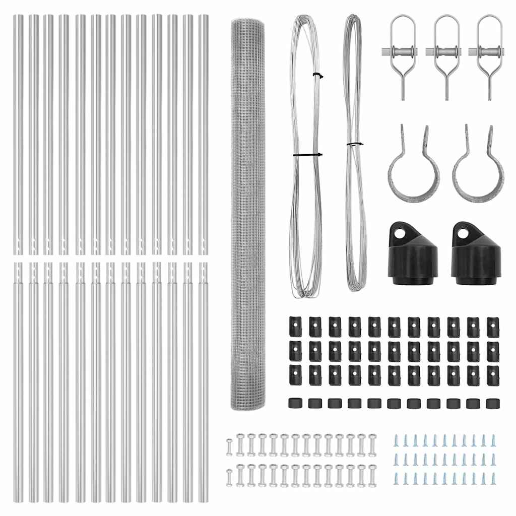 Geschweißter Drahtzaun, bodenverankert 25 x 1,5 m Silber Netz
