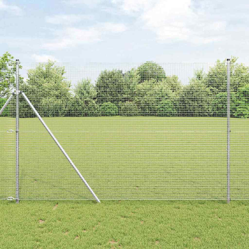 Geschweißter Drahtzaun, bodenverankert 25 x 1,5 m Silber Netz