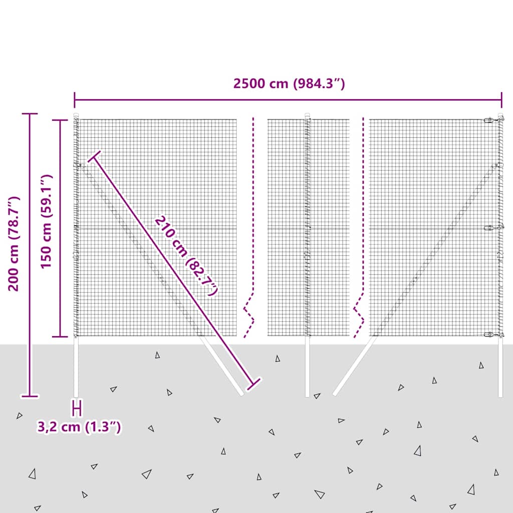 Ground Fix Geschweißter Drahtzaun 25 x 1,5 m (B x H)