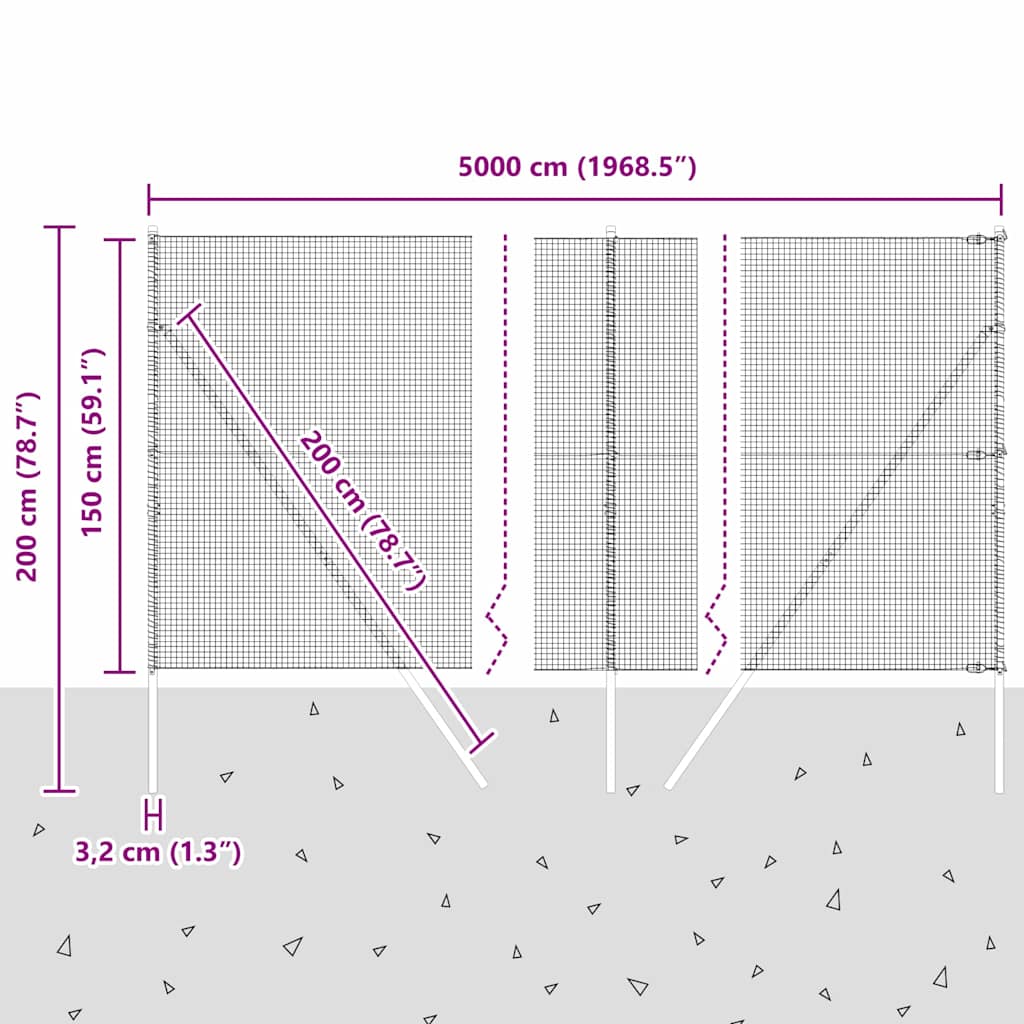 Ground Fix Geschweißter Drahtzaun 50 x 1,5 m (B x H)
