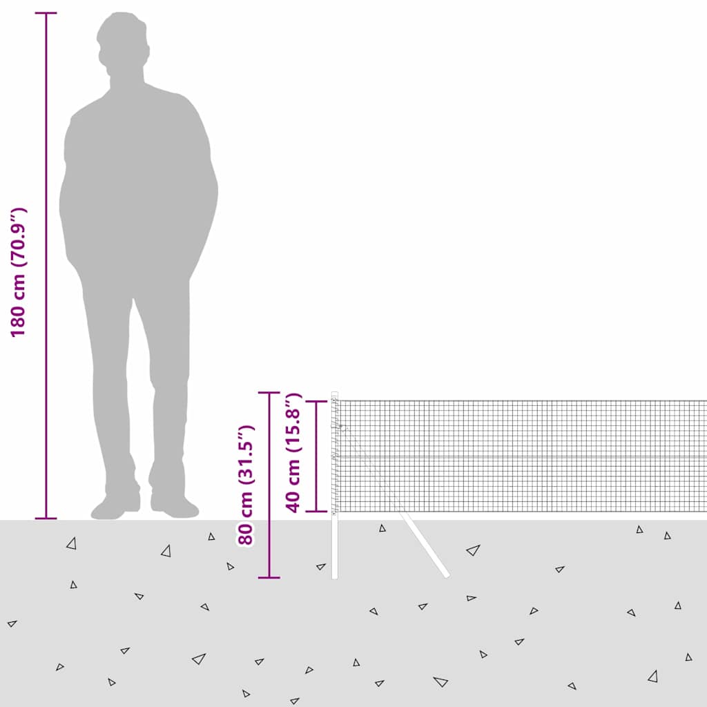 Geschweißter Drahtzaun, bodenverankert 10 x 0,4 m Grün Netz