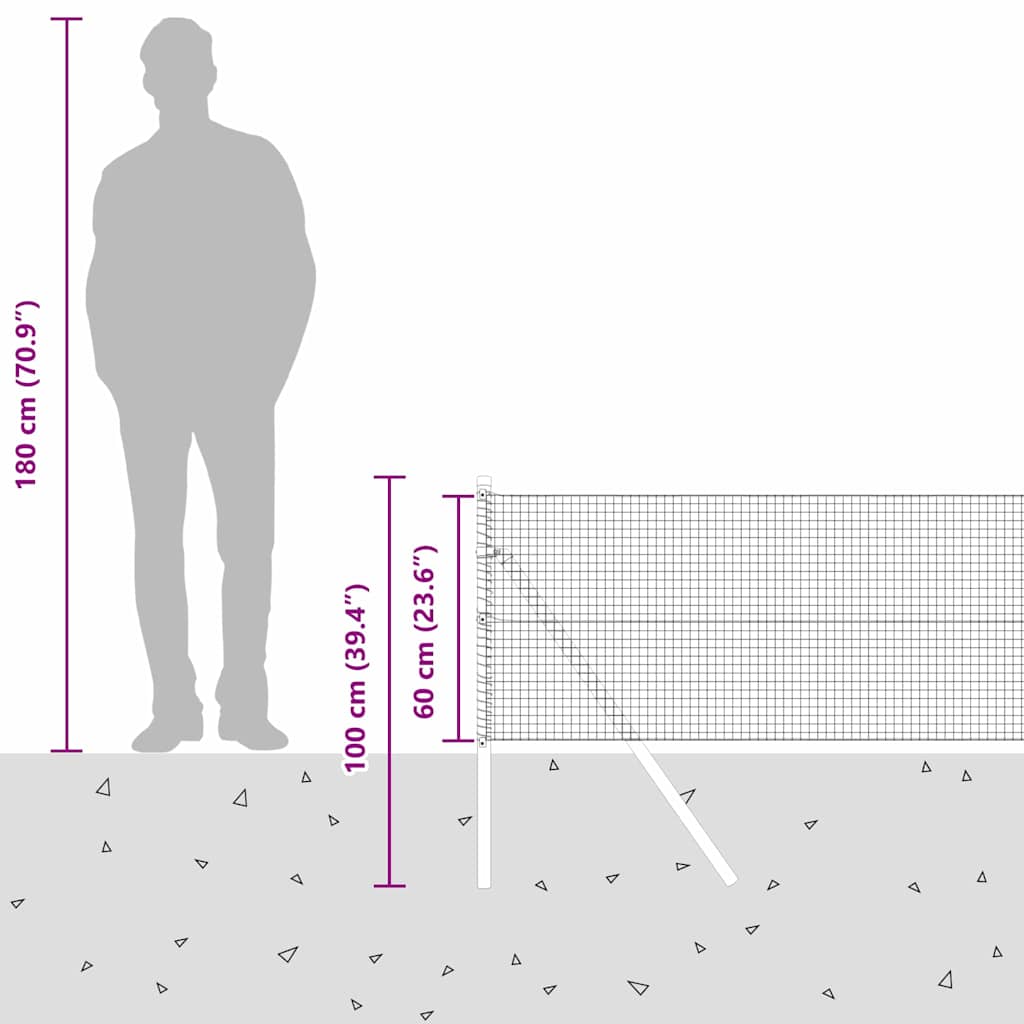 Geschweißter Drahtzaun, bodenverankert 10 x 0,6 m Grün Netz