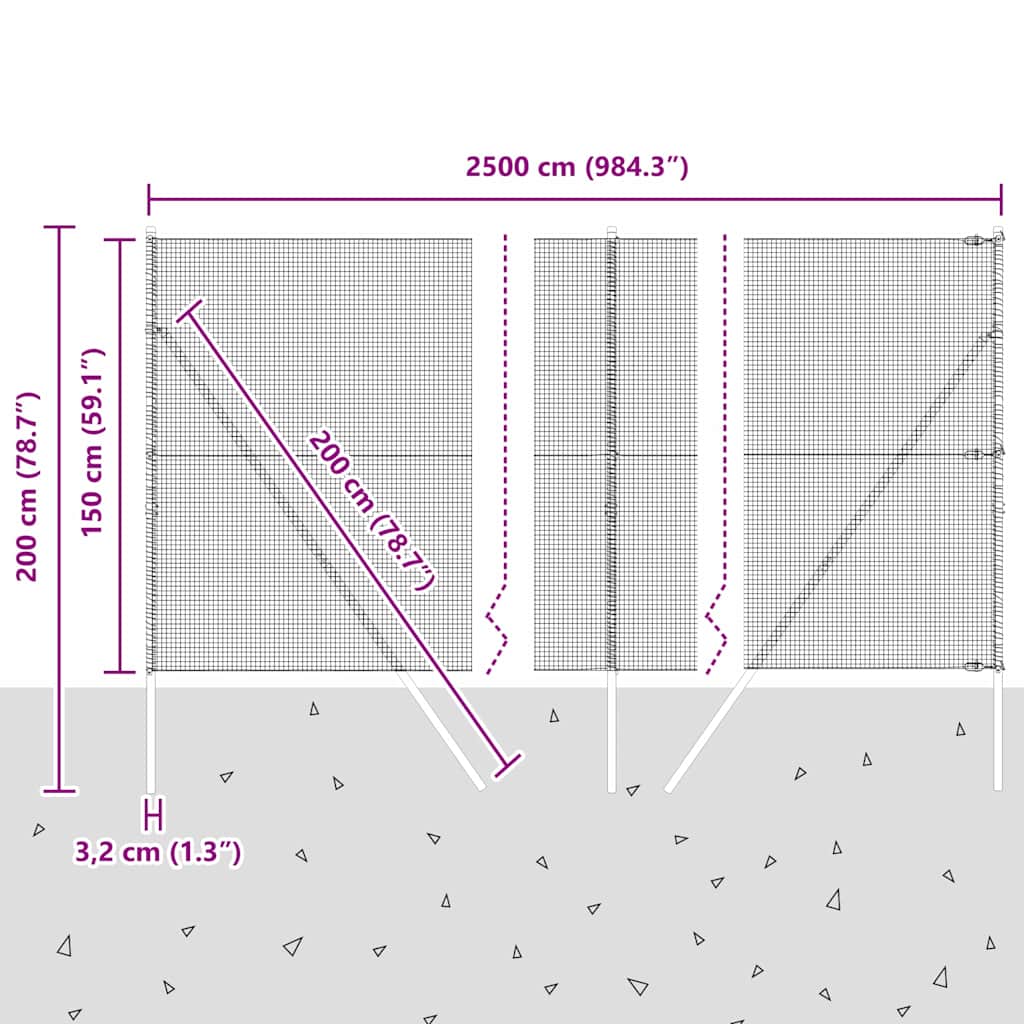 Ground Fix Geschweißter Drahtzaun 25 x 1,5 m (B x H)