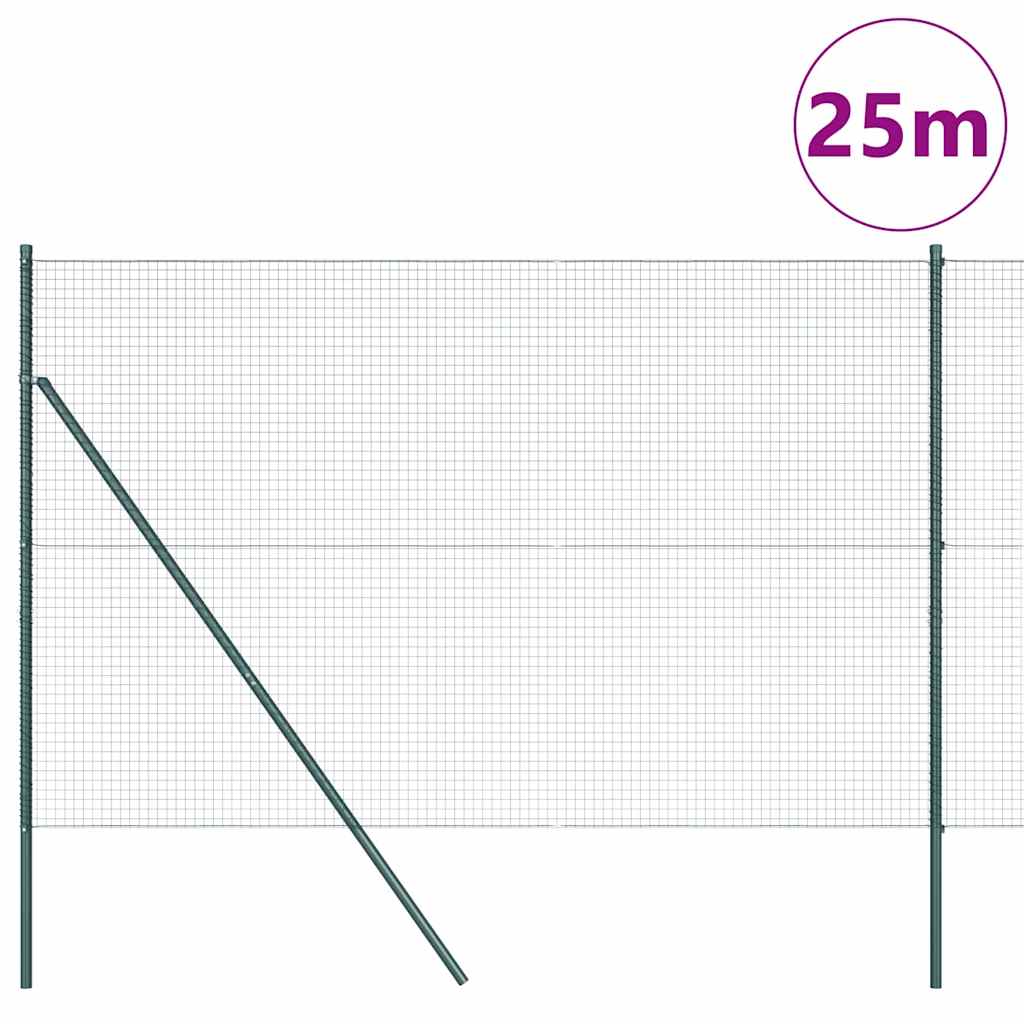 Geschweißter Drahtzaun, bodenverankert 25 x 1,5 m Grün Netz