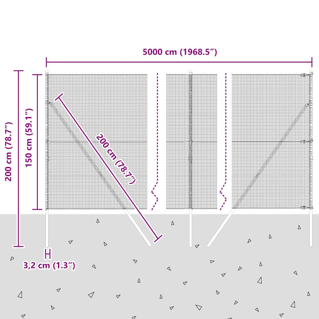 Ground Fix Geschweißter Drahtzaun 50 x 1,5 m (B x H)