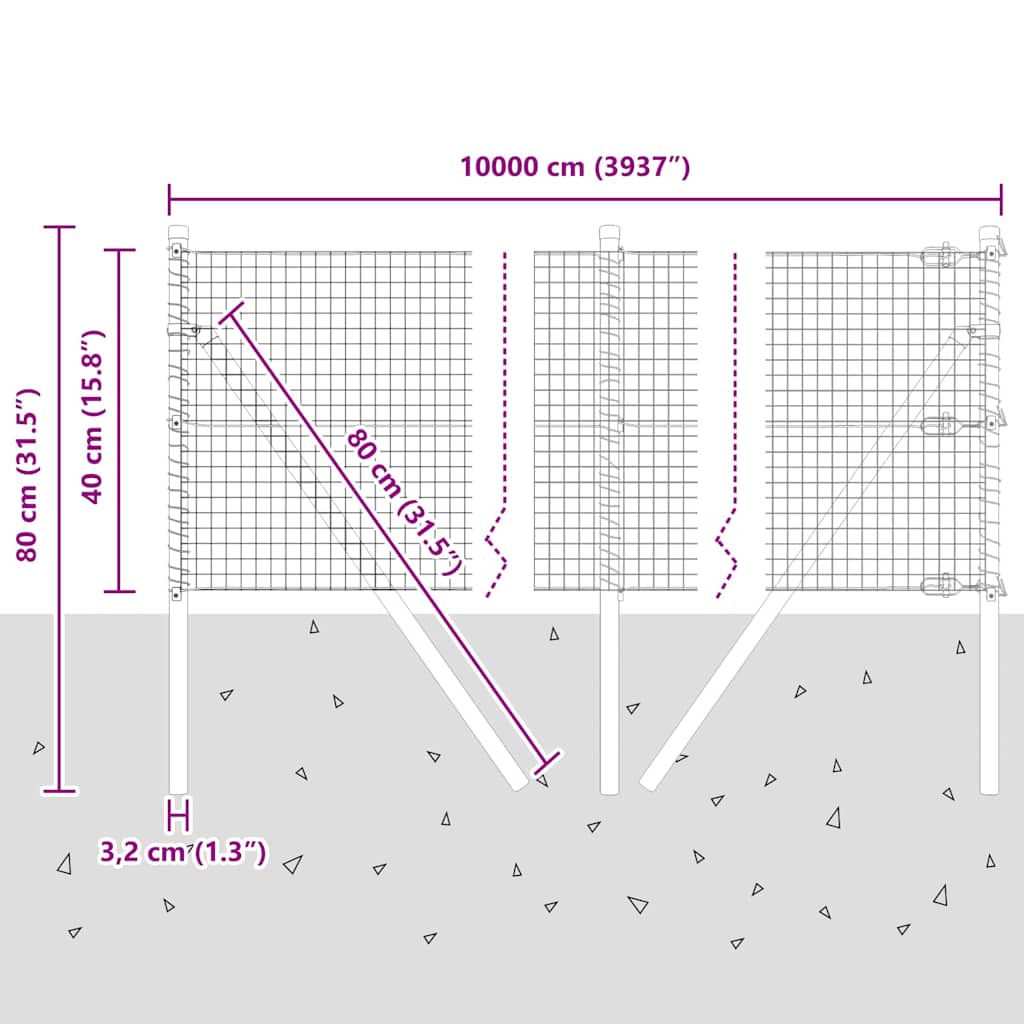 Ground Fix Geschweißter Drahtzaun 100 x 0,4 m (B x H)