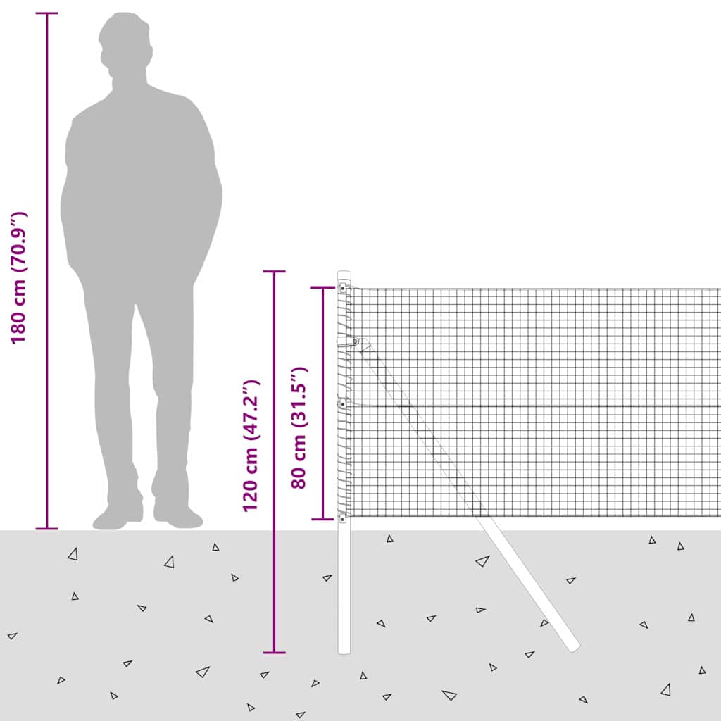 Ground Fix Geschweißter Drahtzaun 25 x 0,8 m (B x H)