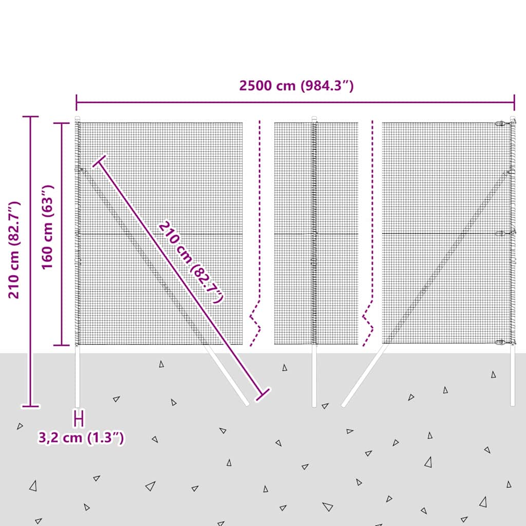 Ground Fix Geschweißter Drahtzaun 25 x 1,6 m (B x H)