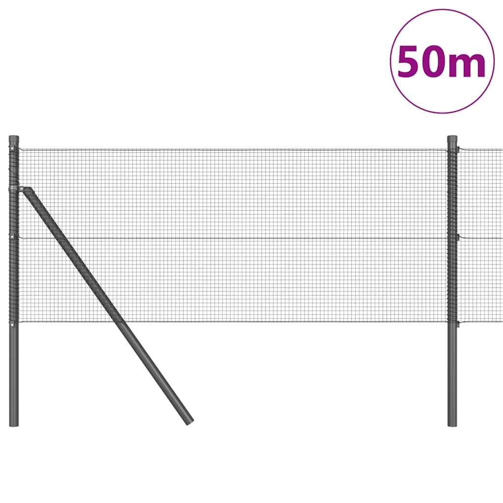Geschweißter Drahtzaun, bodenverankert 50 x 0,8 m Grau Netz