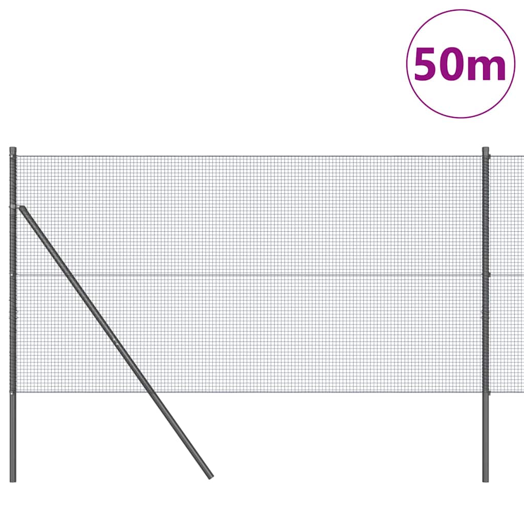 Geschweißter Drahtzaun, bodenverankert 50 x 1 m Grau Netz