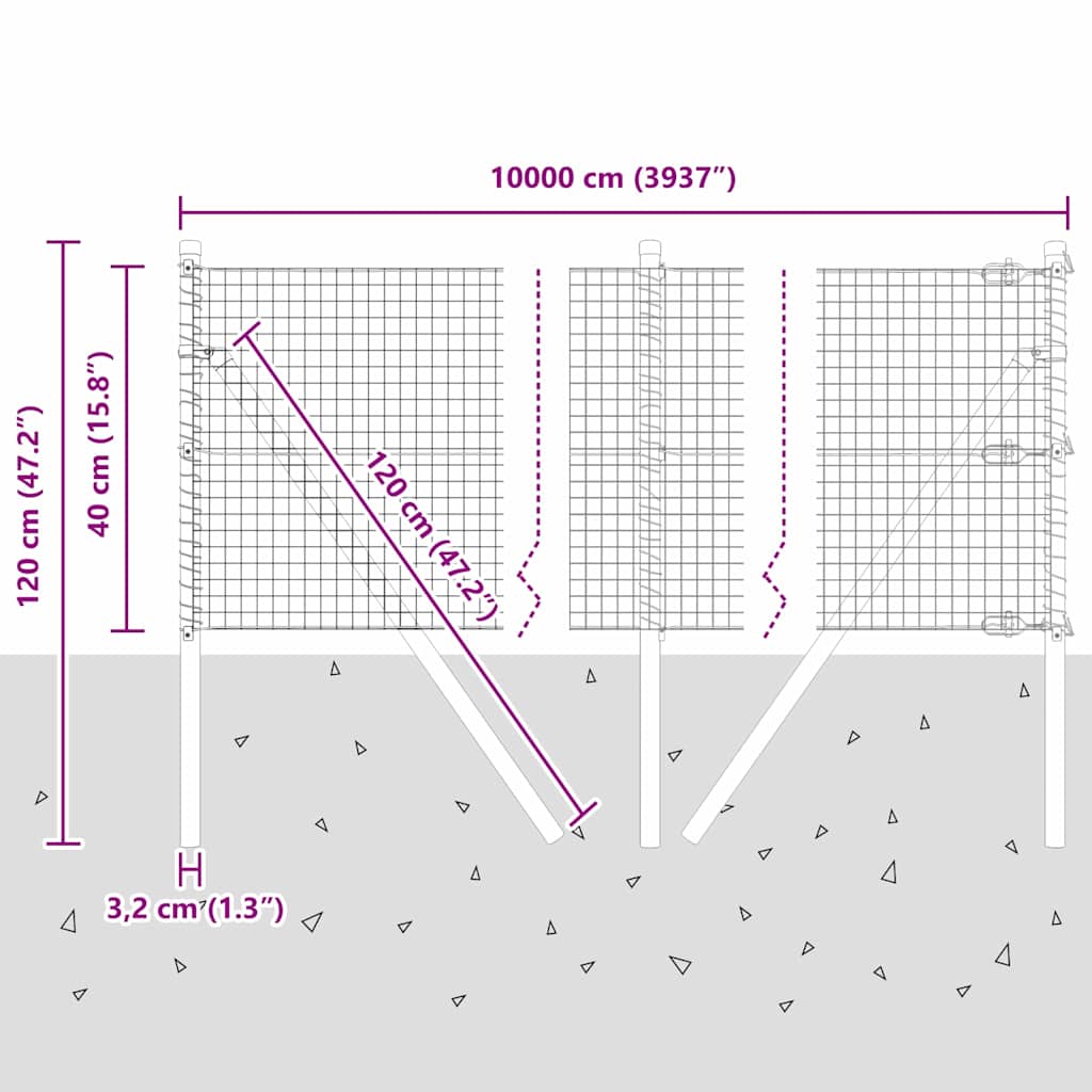 Ground Fix Geschweißter Drahtzaun 100 x 0,4 m (B x H)