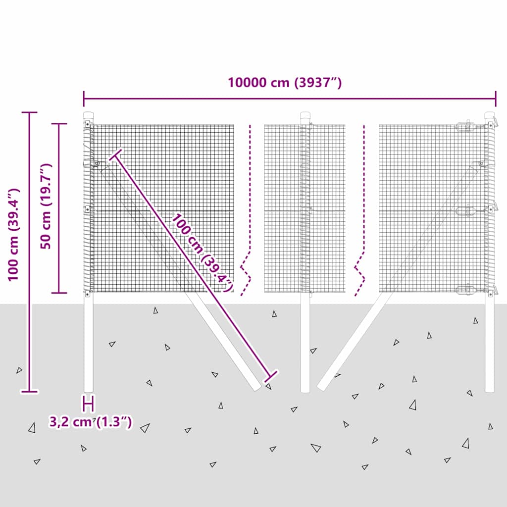 Ground Fix Geschweißter Drahtzaun 100 x 0,5 m (B x H)
