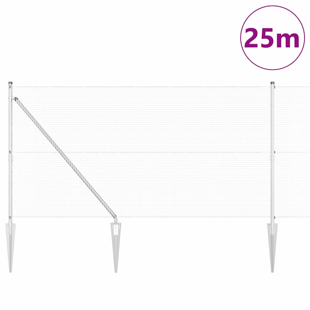 Schweißdrahtzaun mit Spikes 25 x 1,2 m (B x H)