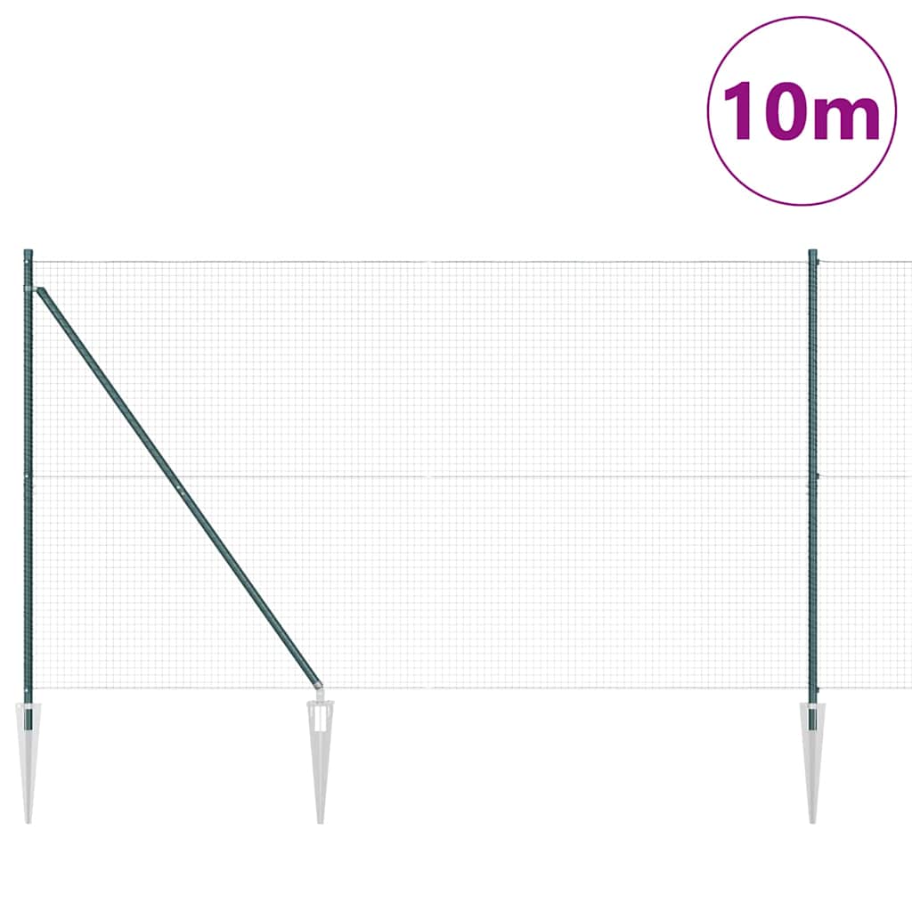 Geschweißter Drahtzaun mit Stacheln 10 x 1,5 m Grün Netz
