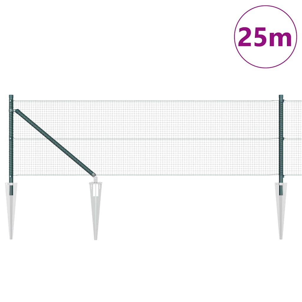 Geschweißter Drahtzaun mit Stacheln 25 x 0,5 m Grün Netz