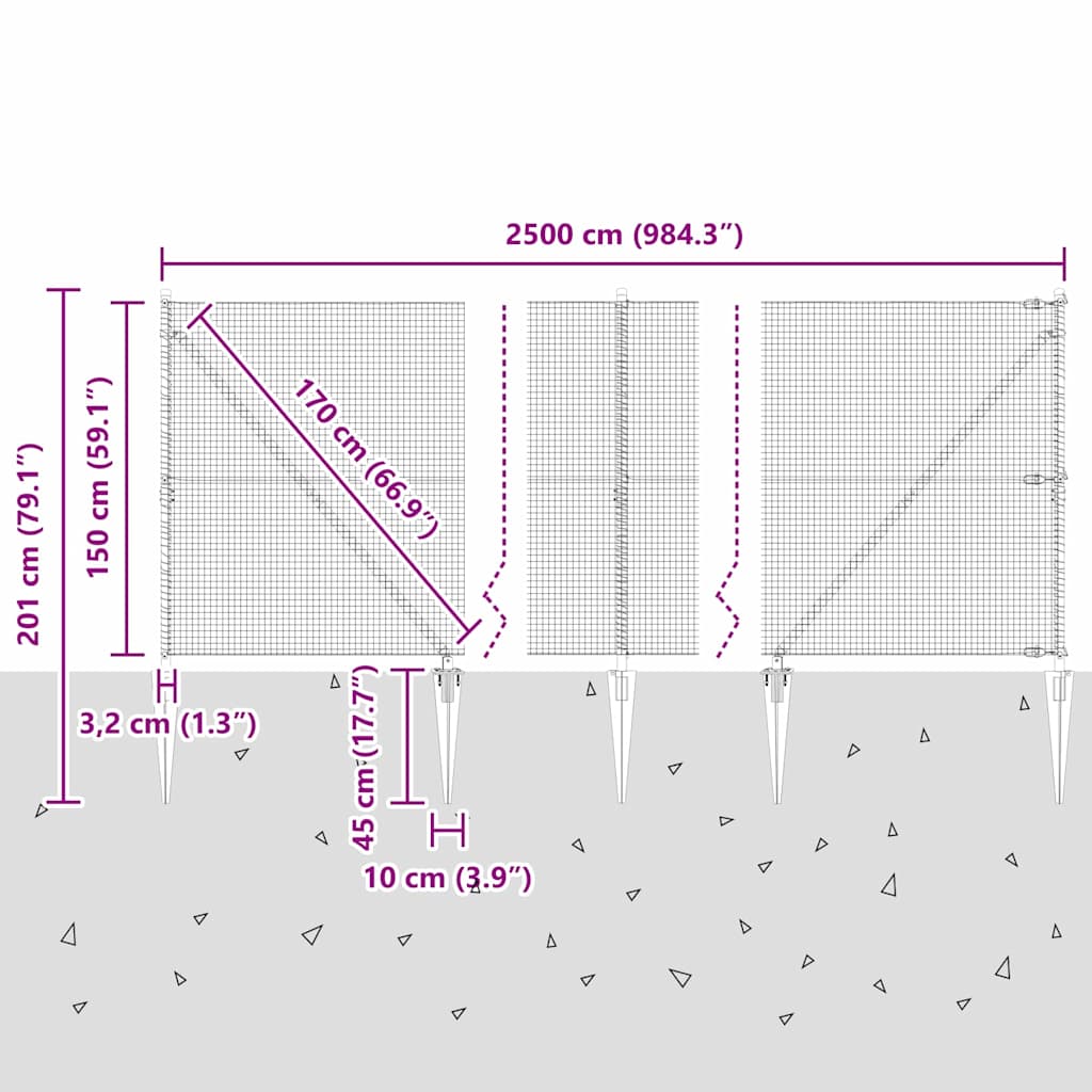 Geschweißter Drahtzaun mit Stacheln 25 x 1,5 m Grün Netz