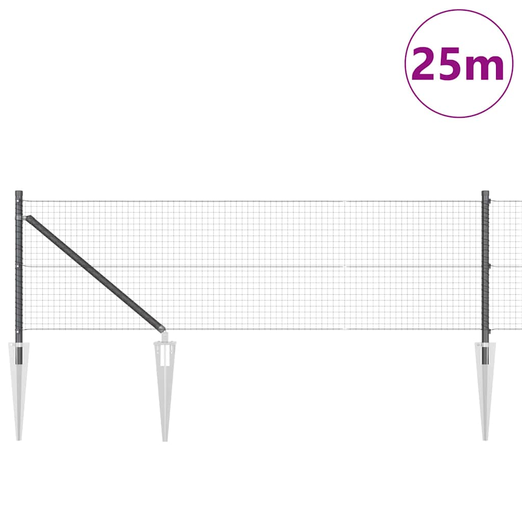 Schweißdrahtzaun mit Spikes 25 x 0,8 m (B x H)