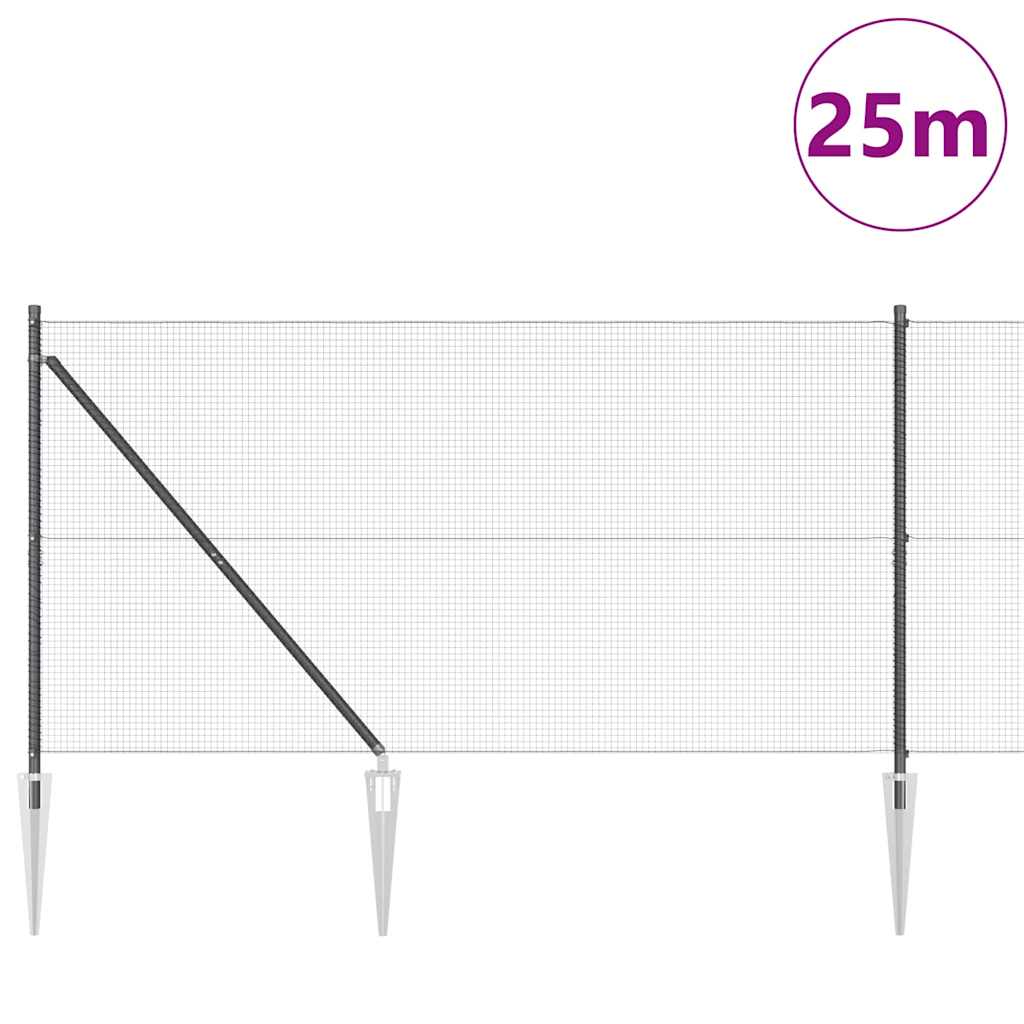 Schweißdrahtzaun mit Spikes 25 x 1,4 m (B x H)