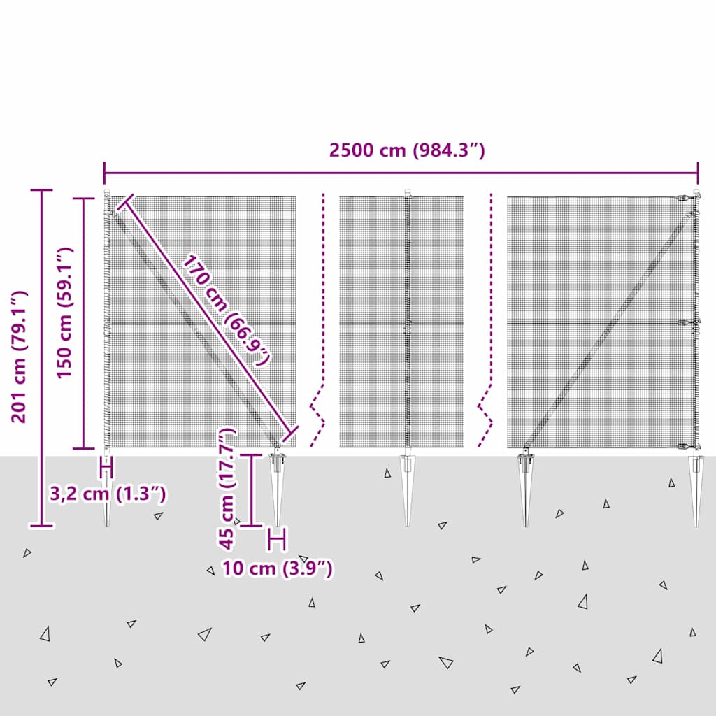 Geschweißter Drahtzaun mit Stacheln 25 x 1,5 m Grau Netz