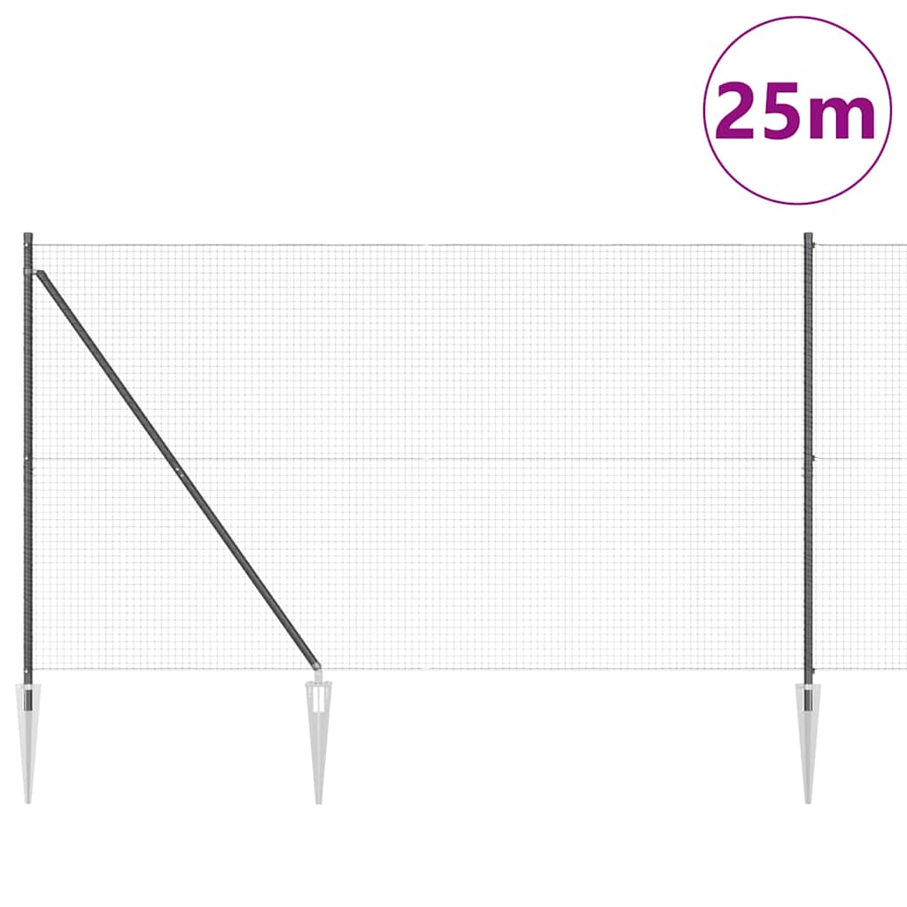 Geschweißter Drahtzaun mit Stacheln 25 x 1,5 m Grau Netz