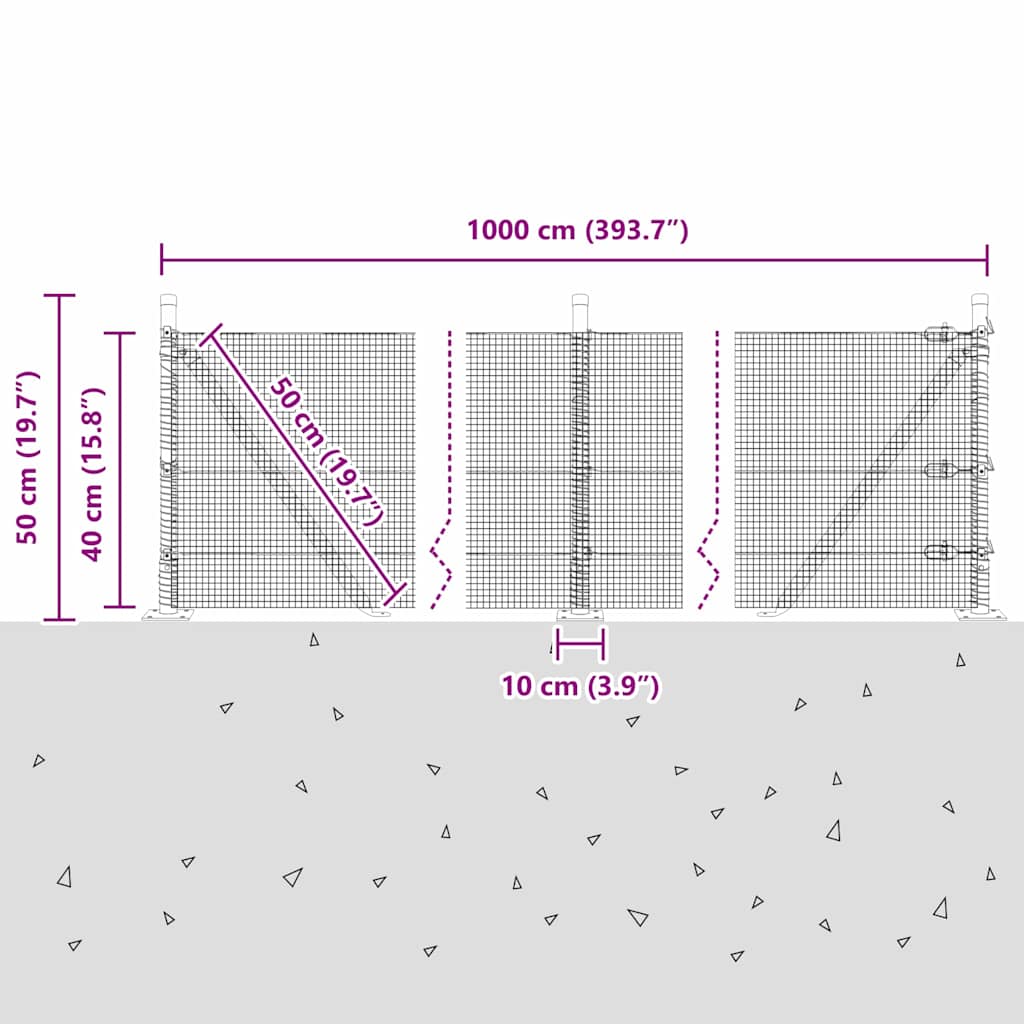 Geschweißter Drahtzaun mit Betonfundament 10 x 0,4 m (B x H)
