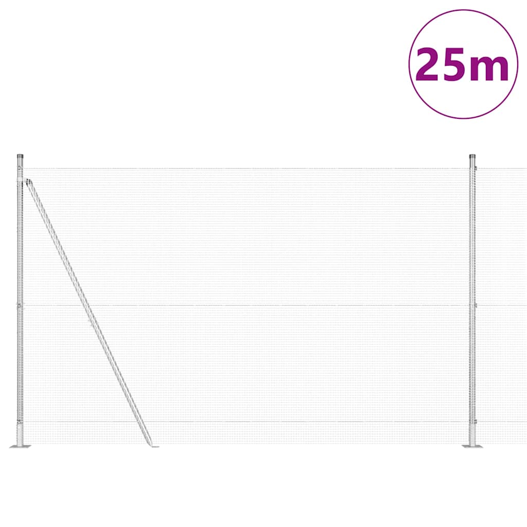 Geschweißter Drahtzaun mit Betonsockel 25 x 1,4 m Silber Netz