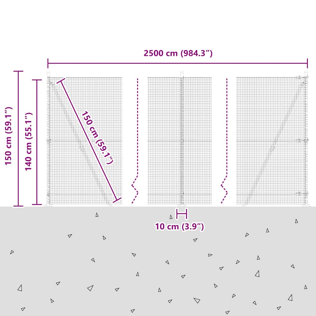 Geschweißter Drahtzaun mit Betonsockel 25 x 1,4 m Silber Netz