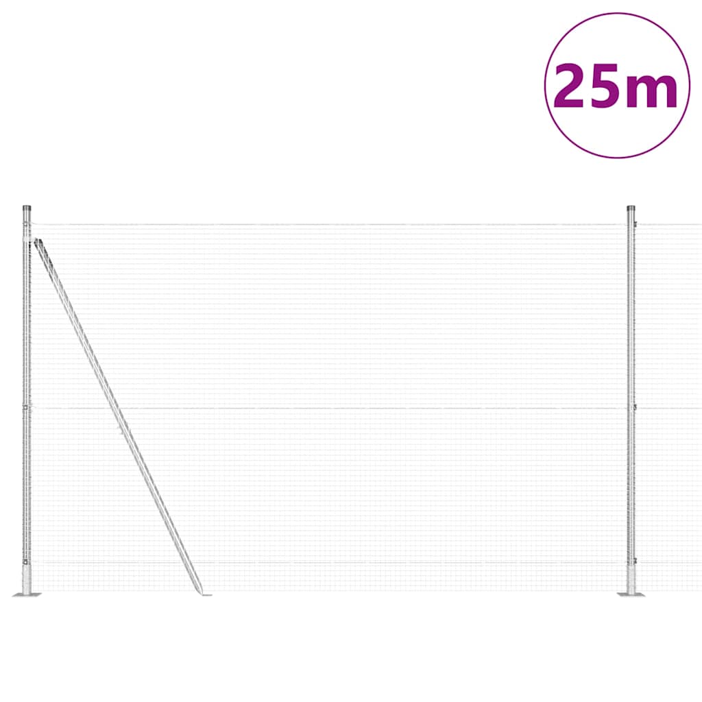 Geschweißter Drahtzaun mit Betonsockel 25 x 1,4 m Silber Netz