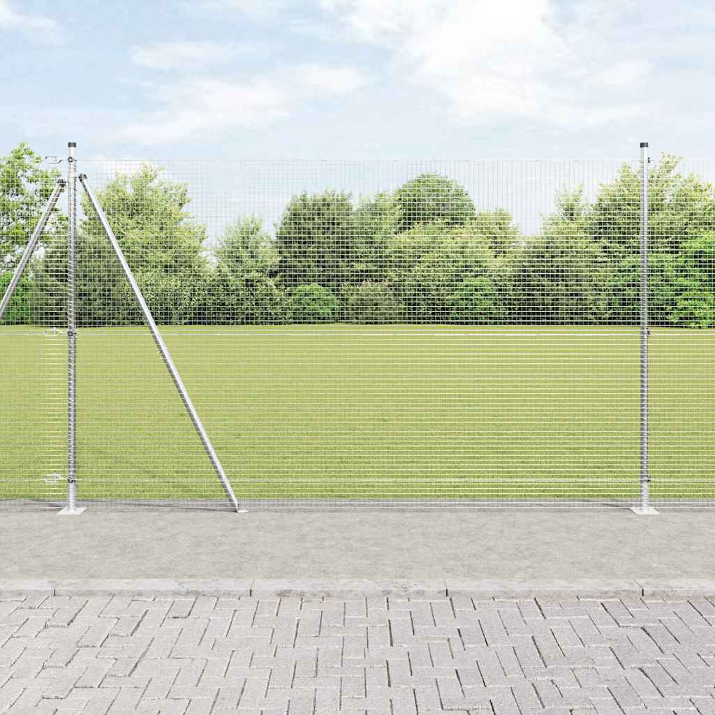 Geschweißter Drahtzaun mit Betonsockel 25 x 1,5 m Silber Netz