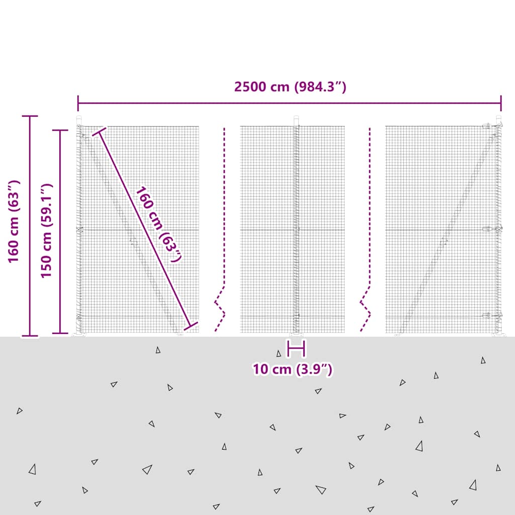 Geschweißter Drahtzaun mit Betonsockel 25 x 1,5 m Silber Netz