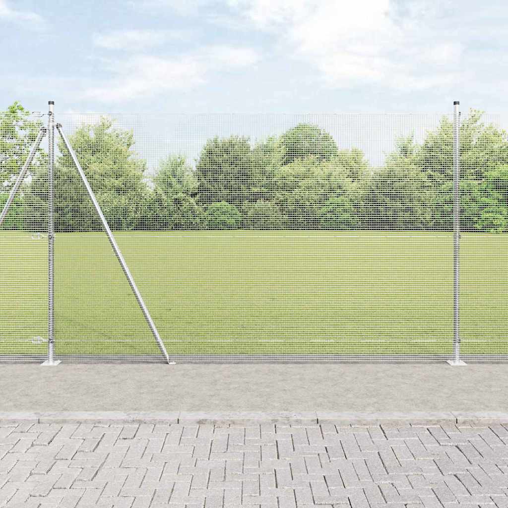 Geschweißter Drahtzaun mit Betonsockel 25 x 1,6 m Silber Netz
