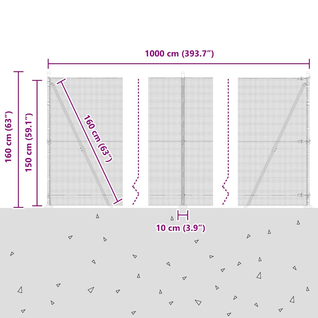 Geschweißter Drahtzaun mit Betonsockel 10 x 1,5 m Grün Netz