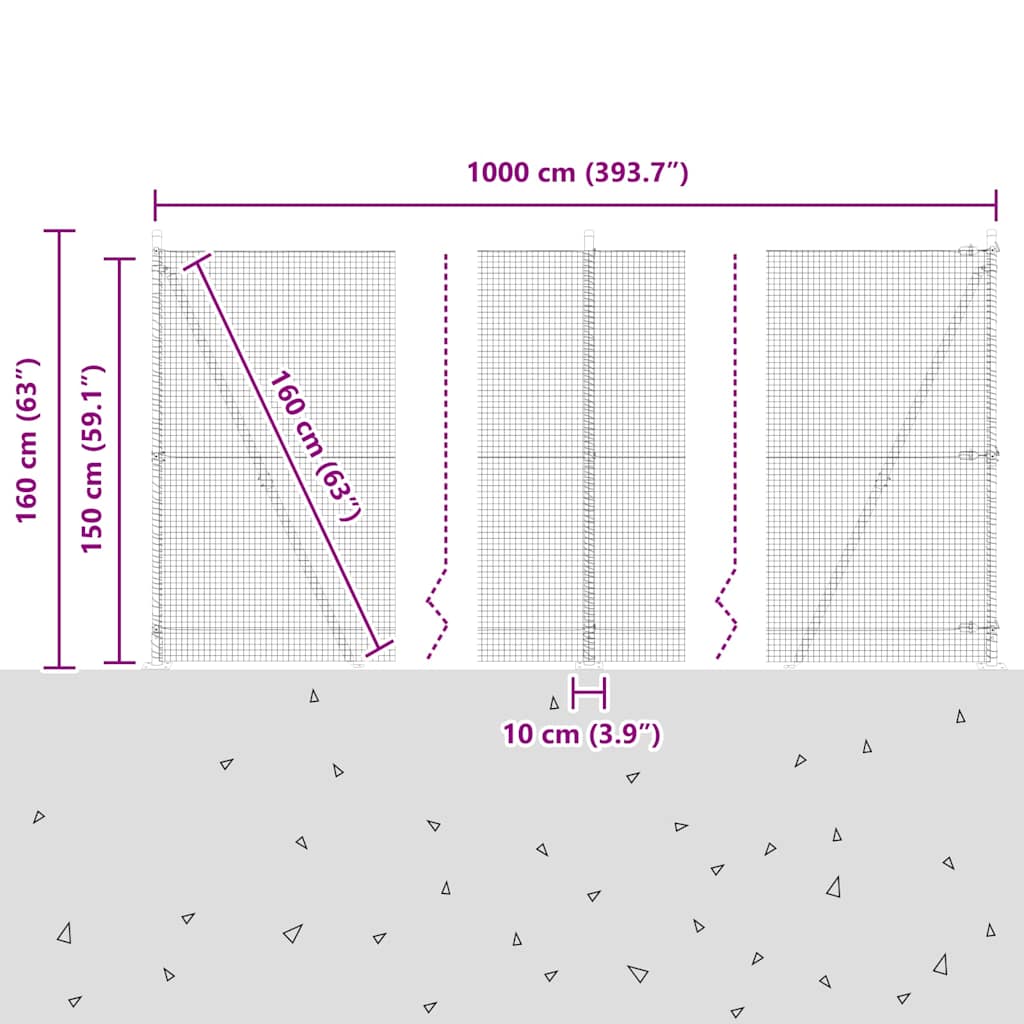 Geschweißter Drahtzaun mit Betonsockel 10 x 1,5 m Grün Netz