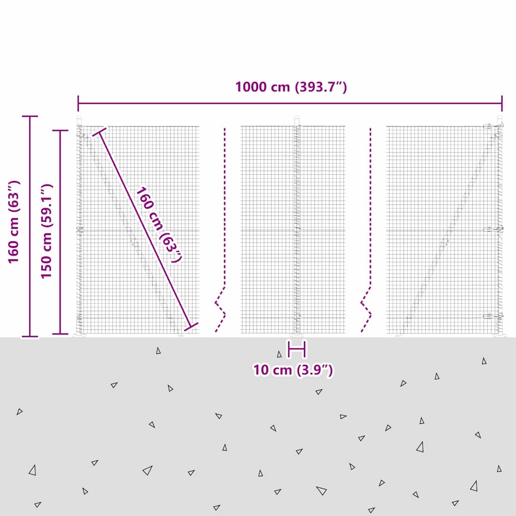 Geschweißter Drahtzaun mit Betonsockel 10 x 1,5 m Grün Netz