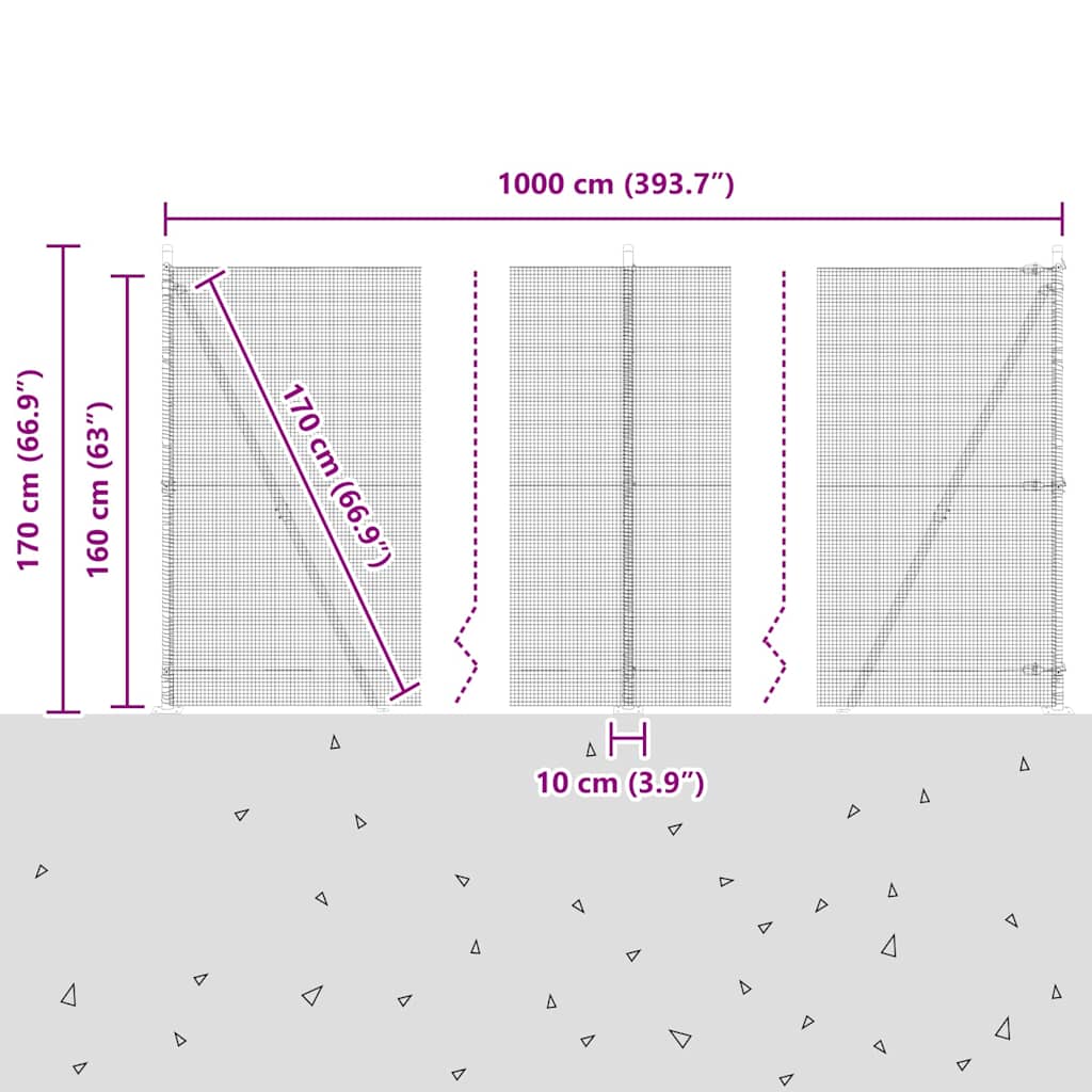 Geschweißter Drahtzaun mit Betonfundament 10 x 1,6 m (B x H)