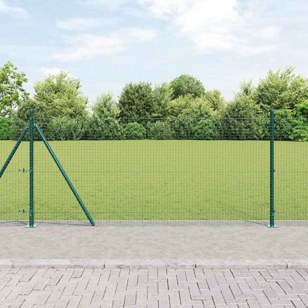 Geschweißter Drahtzaun mit Betonsockel 25 x 1 m Grün Netz